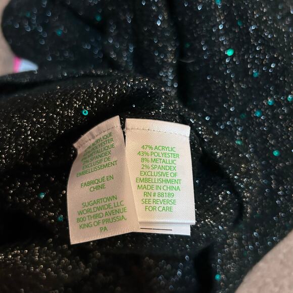 Lilly Pulitzer Morgen Sequin Sweater Size Large Evergreen Metallic Holiday Glam - Picture 8 of 9